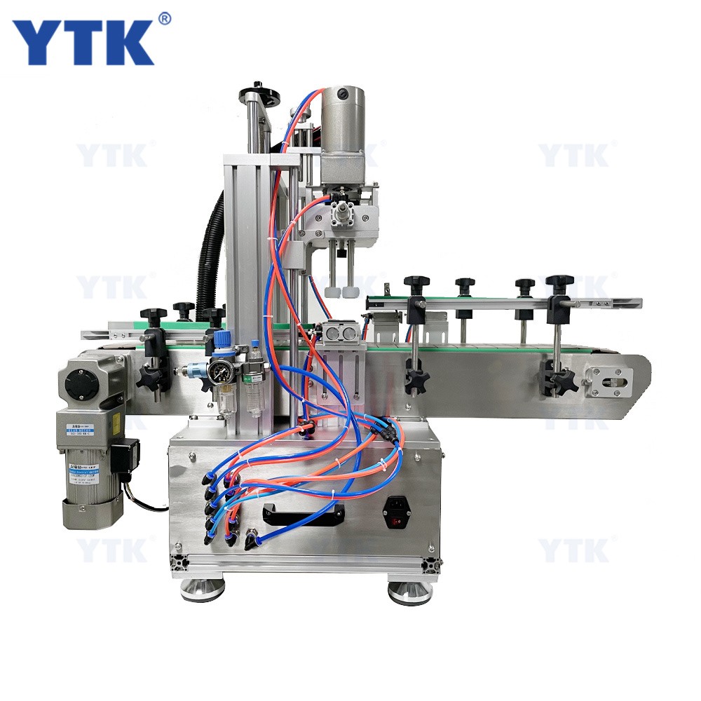 YTK-CM120 Desktop Round Bottle Capping Machine With Conveyor